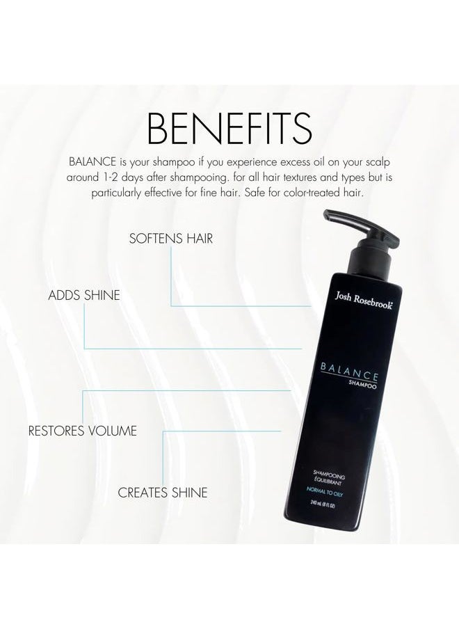 Josh Rosebrook Balance Shampoo formulated for all hair textures and types and balanced to oily scalps to offset excessive oiliness and create volume - 240 mL - 8 Oz  - Image 4