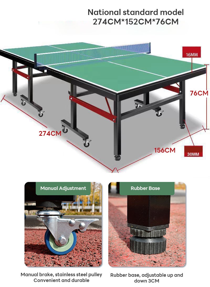 ETG Household Table Tennis Table Set, Foldable Mobile Table Tennis Table with Wheels 274*152*76CM  - Image 3