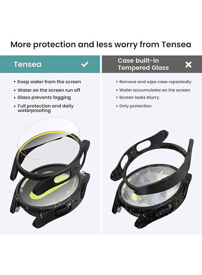 Hard PC Case Compatible with Samsung Galaxy Watch 7 Screen Protector Case 44mm, High Sensitive Protective Face Cover with Bumper Built In Tempered Glass Film for Men Women, 44mm, Black - Image 3