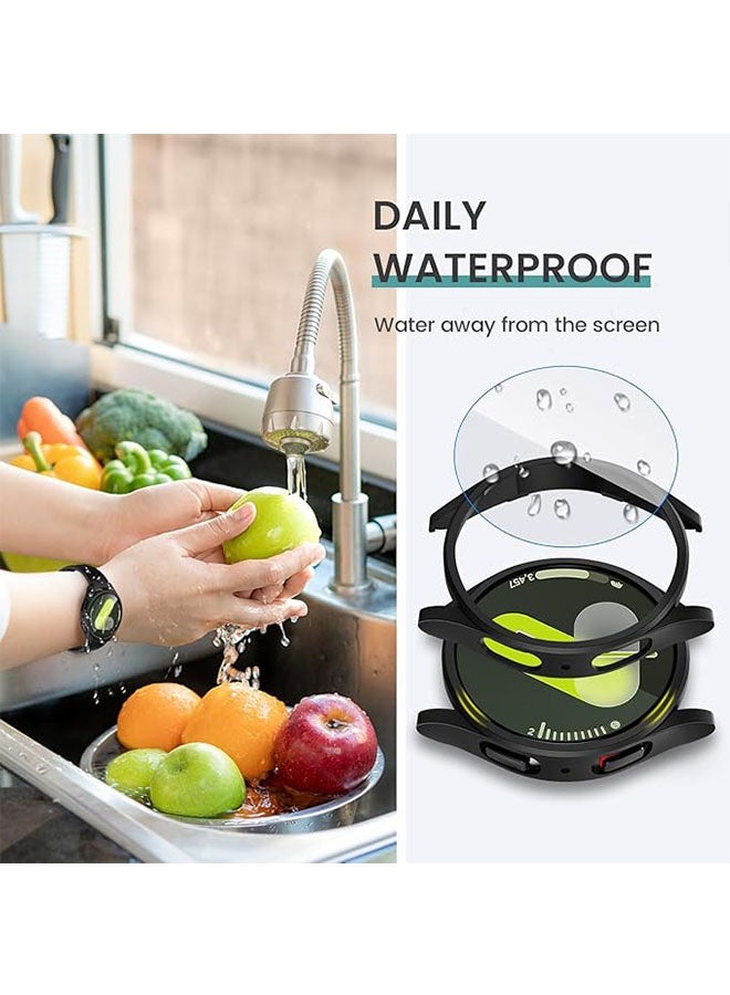 Hard PC Case Compatible with Samsung Galaxy Watch 7 Screen Protector Case 44mm, High Sensitive Protective Face Cover with Bumper Built In Tempered Glass Film for Men Women, 44mm, Black - Image 4