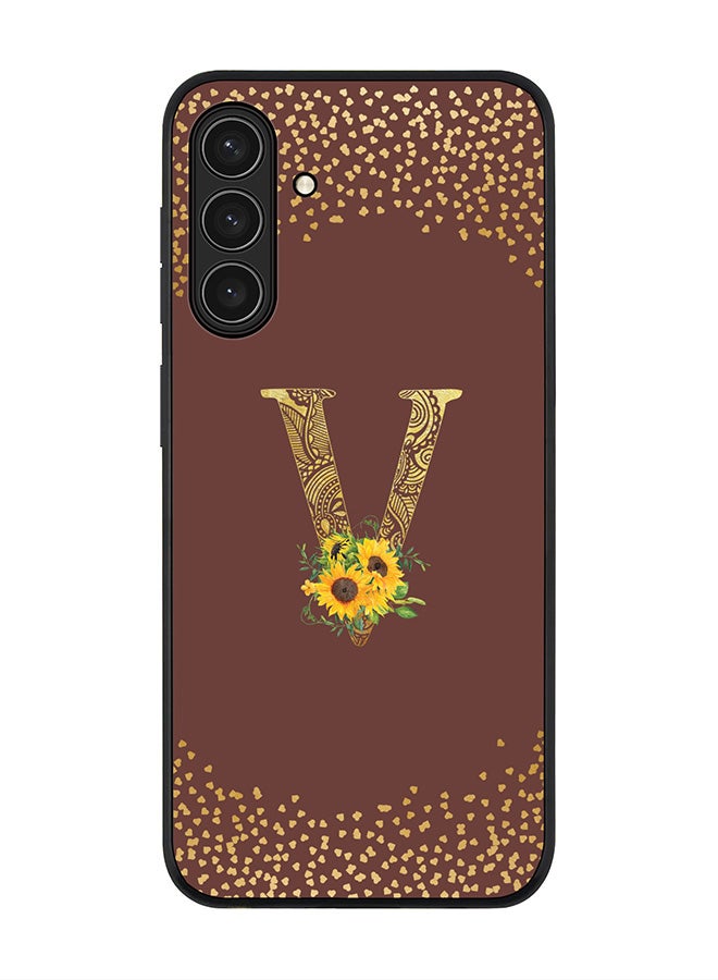 Stylizedd For Samsung Galaxy A17 / A17 4G Case,Slim fit Camera Protection, Shockproof Thin Phone cover  - Custom Floral Monogram - V  (Brown )