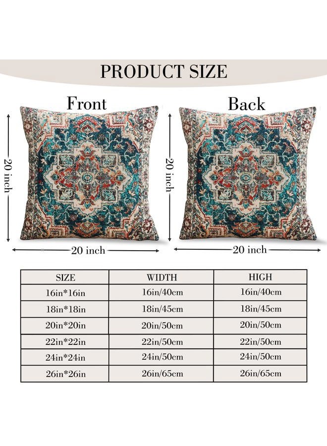 BUAEL Boho Throw Pillow Covers 20x20 inch Set of 2,Boho Vintage Carpet Pattern Antique Ethnic Decor Double Sided Pattern Cushion Cover Soft Pillow Case Living Sofa Room Bed Square Pillow Cover - Image 2