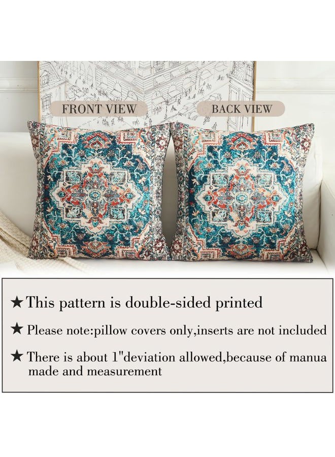 BUAEL Boho Throw Pillow Covers 20x20 inch Set of 2,Boho Vintage Carpet Pattern Antique Ethnic Decor Double Sided Pattern Cushion Cover Soft Pillow Case Living Sofa Room Bed Square Pillow Cover - Image 3