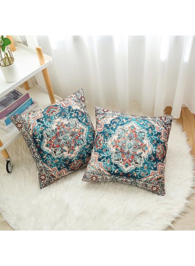 BUAEL Boho Throw Pillow Covers 20x20 inch Set of 2,Boho Vintage Carpet Pattern Antique Ethnic Decor Double Sided Pattern Cushion Cover Soft Pillow Case Living Sofa Room Bed Square Pillow Cover - Image 5