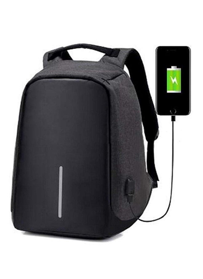NIBEMINENT Laptop Backpack With USB Charging Port Fits Upto 14-Inch Black  - Image 3