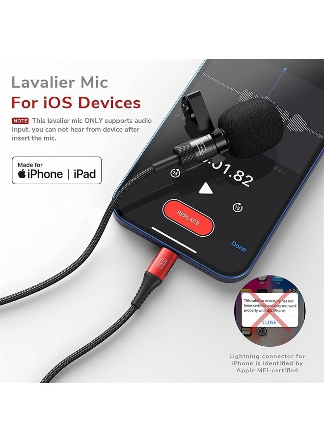 Pixel Lavalier Microphone for iPhone (Apple MFi-Certified) | Lav Mic for iPhone for Vlogging | External Microphone for iPhone Video Recording, Compatible with All Lightning Device (10ft) - Image 1