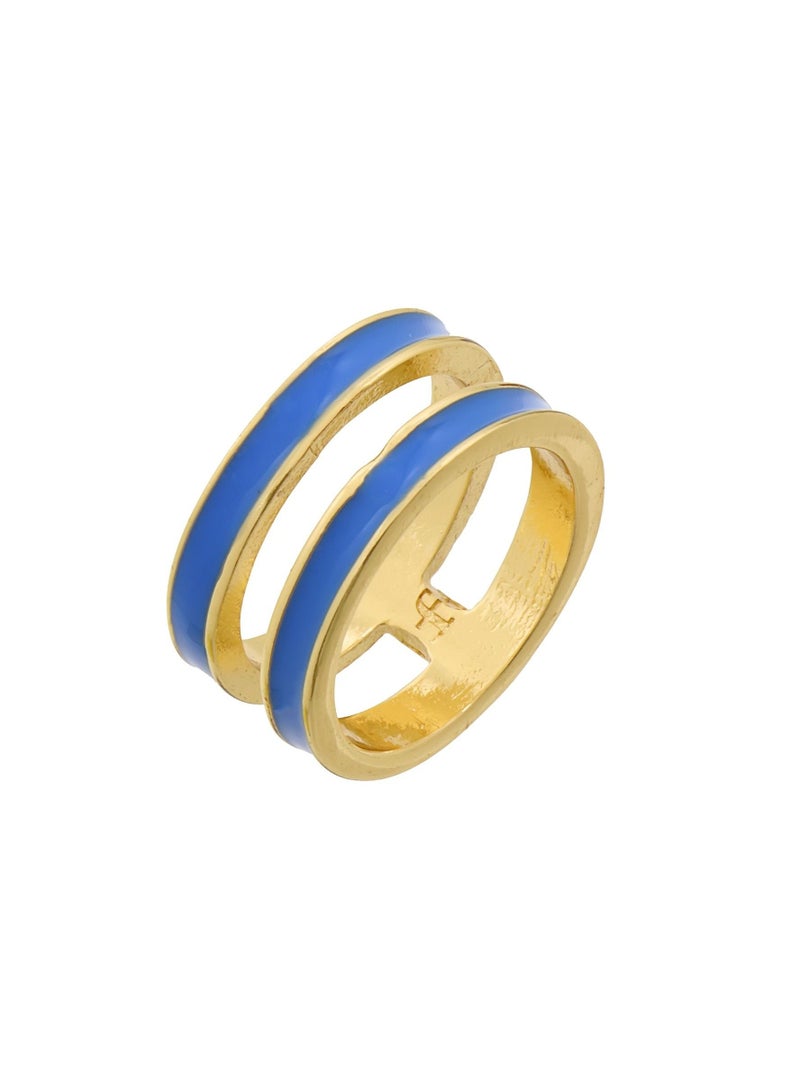 Tribal Enamel Double Ring Turquoise