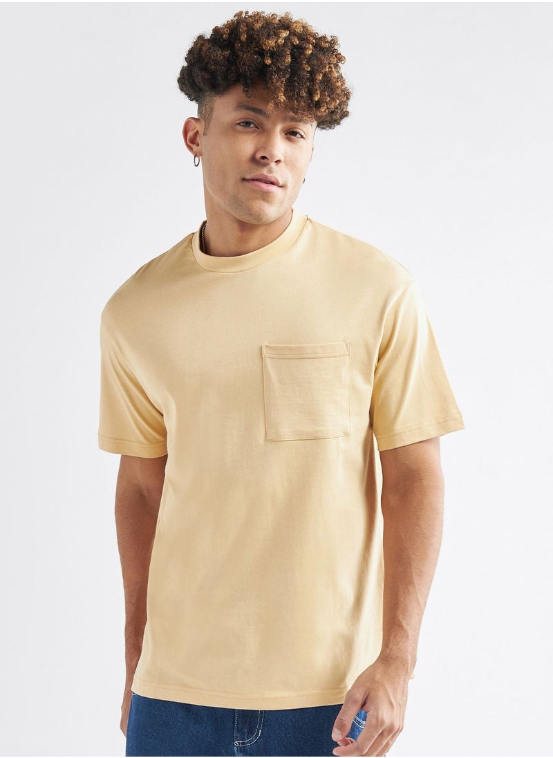 FAV Solid Crew Neck Oversized T-Shirt  - Image 1