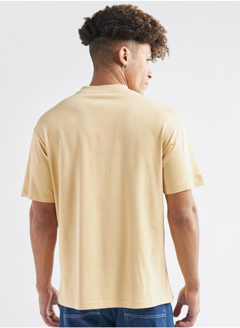 FAV Solid Crew Neck Oversized T-Shirt  - Image 2