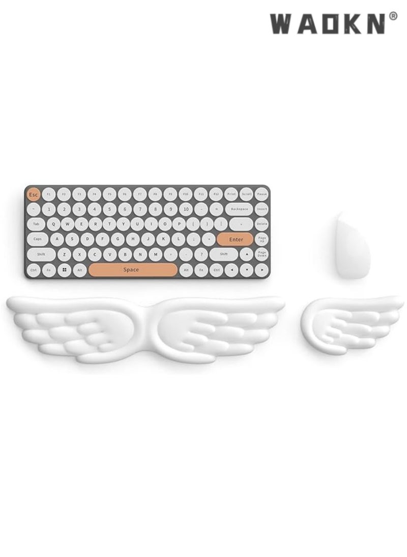 WAOKN Wing Keyboard Wrist Rest, Memory Foam Mouse Wrist Cushion Support, Mouse Pad Wrist Support for Computer, Laptop, Soft Wrist Rest for Keyboard, Easy Typing & Pain Relief, White  - Image 1