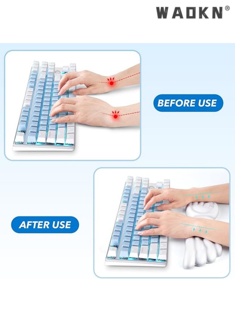 WAOKN Wing Keyboard Wrist Rest, Memory Foam Mouse Wrist Cushion Support, Mouse Pad Wrist Support for Computer, Laptop, Soft Wrist Rest for Keyboard, Easy Typing & Pain Relief, White  - Image 3