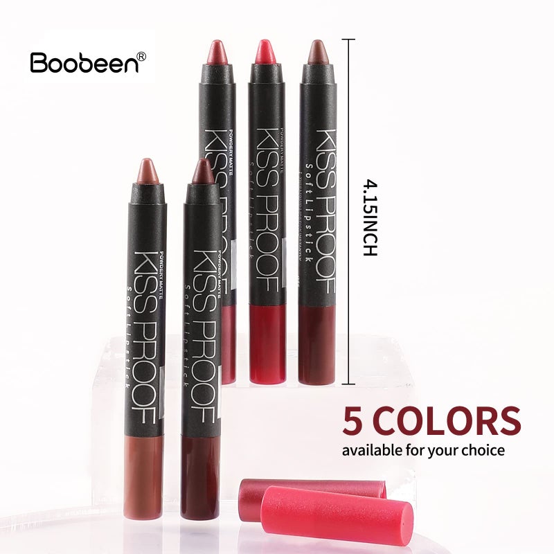 Boobeen Matte Lipstick Pencil - Velvet Lipgloss Creamy Lip Liner - Full Coverage High Pigment Waterproof Non-Fade Lipstick for Women - Image 3