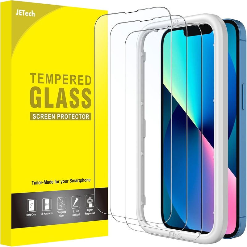 جي تيك واقي شاشة كامل التغطية من لجهاز iPhone 17e (2026) / iPhone 16e / iPhone 13/13 Pro، فيلم زجاجي مقوى مع أداة تركيب سهلة، متوافق مع الحافظات، شفاف عالي الوضوح، شاشة مقاس 6.1 بوصة، عبوة من 3 قطع - Image 1