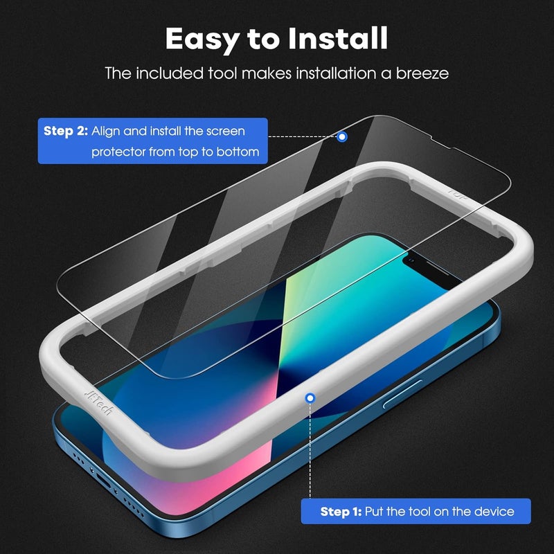 جي تيك واقي شاشة كامل التغطية من لجهاز iPhone 17e (2026) / iPhone 16e / iPhone 13/13 Pro، فيلم زجاجي مقوى مع أداة تركيب سهلة، متوافق مع الحافظات، شفاف عالي الوضوح، شاشة مقاس 6.1 بوصة، عبوة من 3 قطع - Image 4