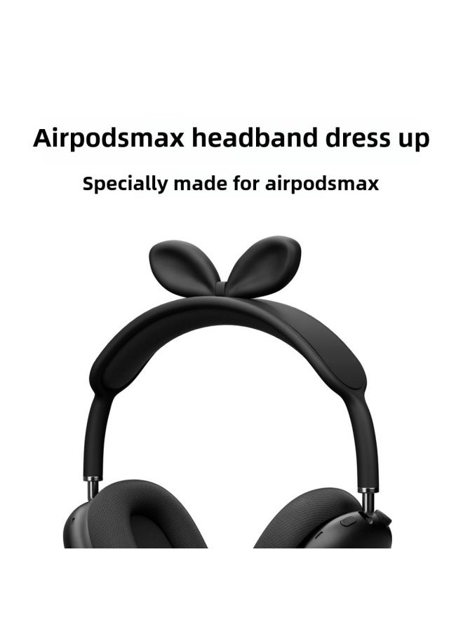 Generic - Suitable For Airpodsmax Head Beam Cover Silicone Cartoon Rabbit Apple Airpods Max Head-mounted Earphone Case-Color:Black Headband [rabbit Style] Decoration-Model:Airpods Max - Image 1