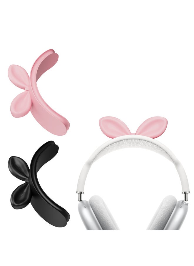 Generic - Suitable For Airpodsmax Head Beam Cover Silicone Cartoon Rabbit Apple Airpods Max Head-mounted Earphone Case-Color:Black Headband [rabbit Style] Decoration-Model:Airpods Max - Image 1