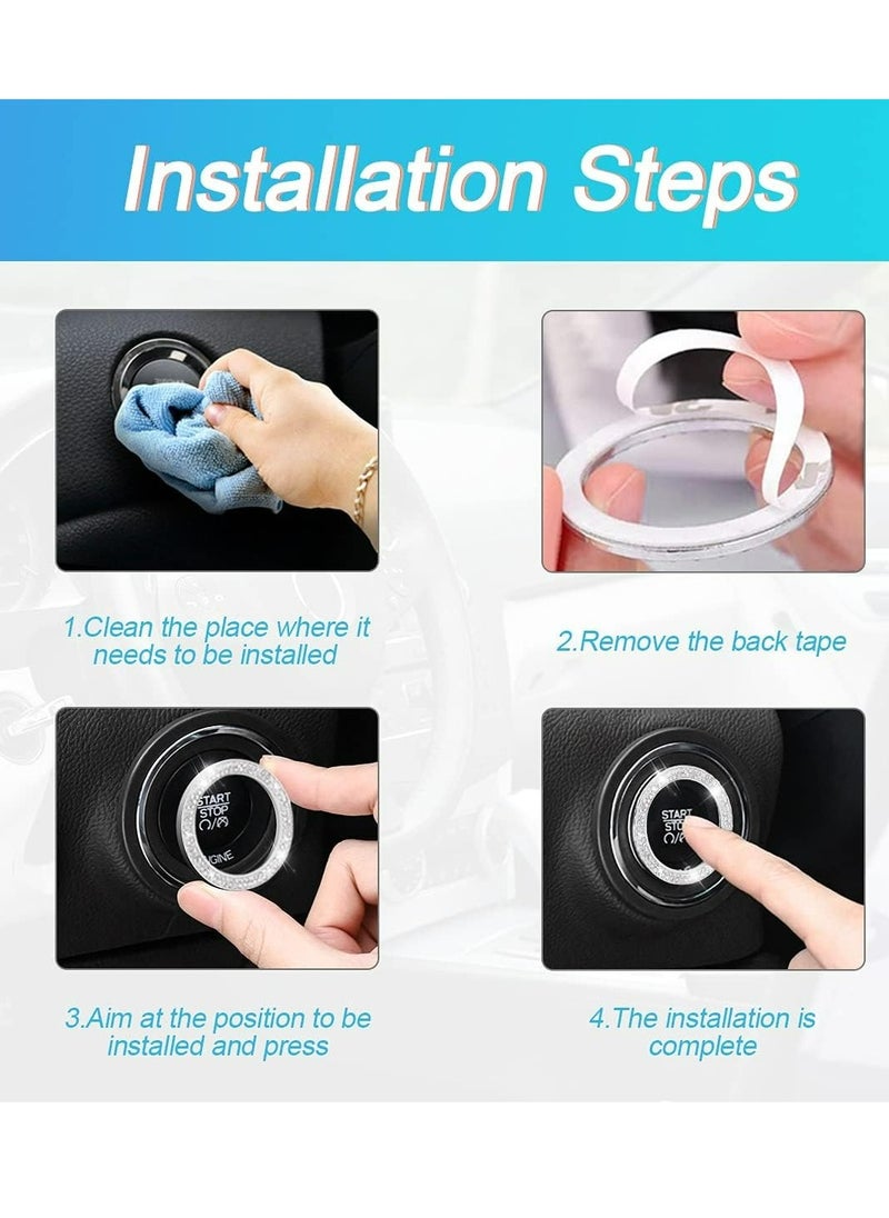 Generic 1-Pack Car Bling Crystal Rhinestone Engine Start Ring Decals,  Car Push Start Button Cover/Sticker, Key Ignition Knob Bling Ring  - Image 5