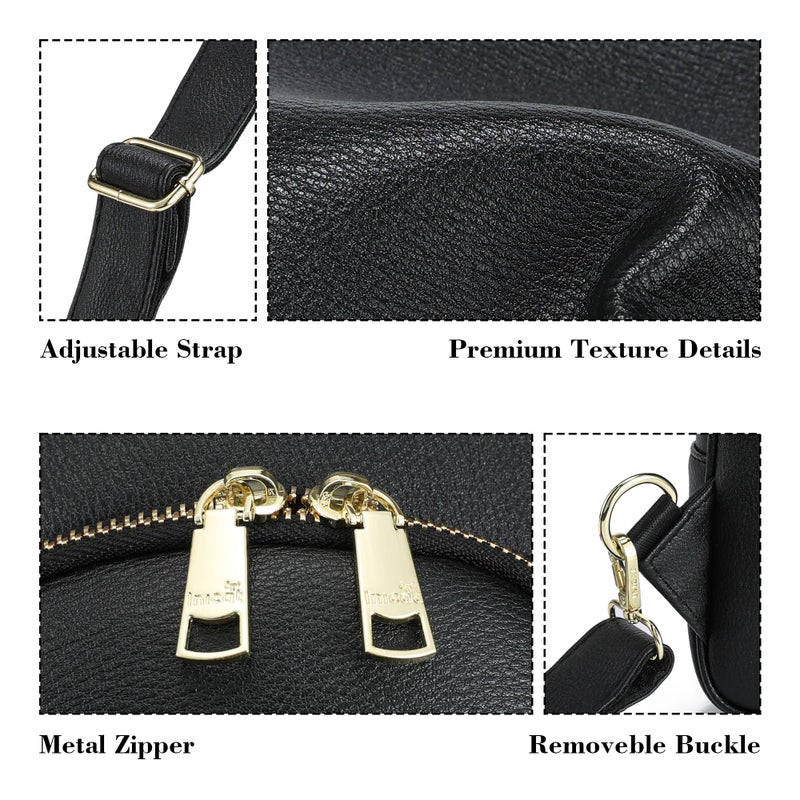 INICAT Crossbody Sling Bags Travel Cross Body Purses Faux Leather Fanny Packs Chest Bag for Women(Black) - Image 5