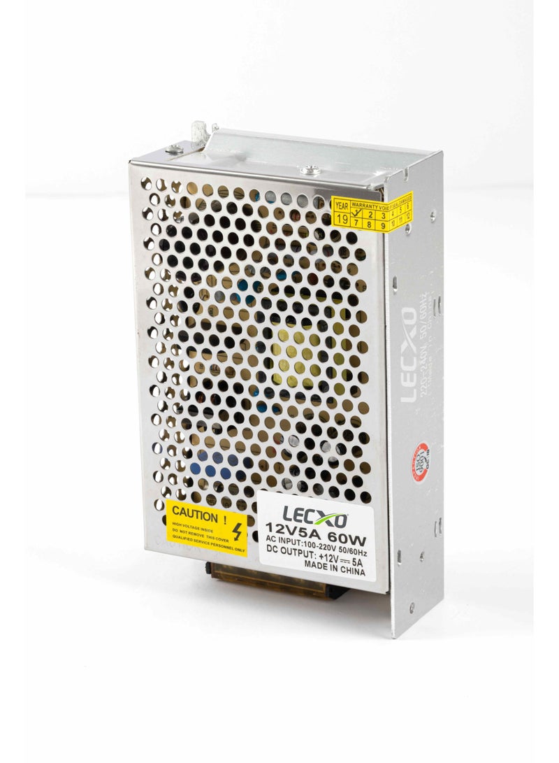 ليكسو مزود طاقة معدني عالي الأداء 12V5A – جهد قابل للتعديل 5V/12V/24V، قدرة 1–360 واط، للاستخدام الصناعي وإضاءة LED - Image 2