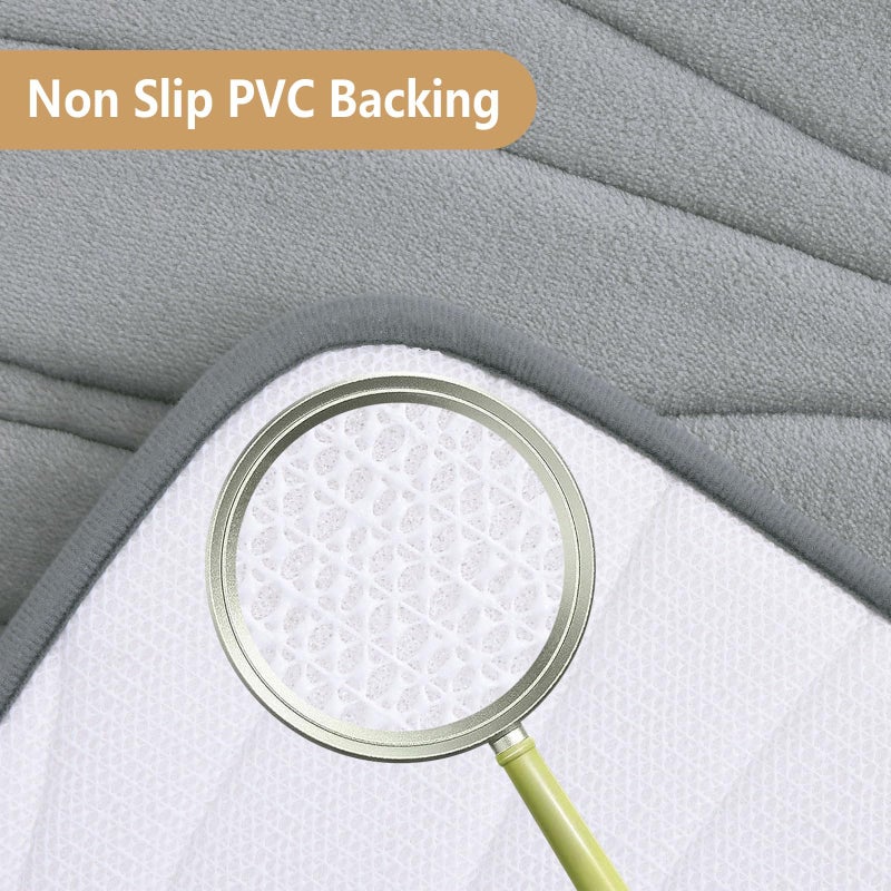 بجند بوجاندا Memory Foam Protch Prug Mat 44x24 Extra Soft and Extorbbent Bath Hats Non-Slip and Machine Respare Bath Srugs for Bathroom Floor Tub and Dower Gray - Image 2