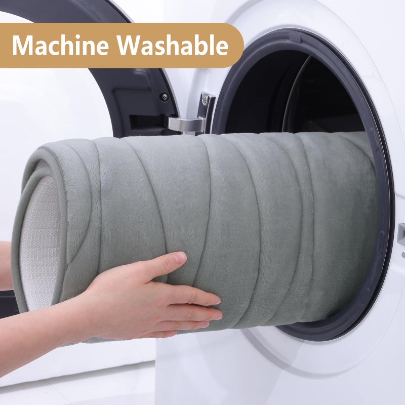 بجند بوجاندا Memory Foam Protch Prug Mat 44x24 Extra Soft and Extorbbent Bath Hats Non-Slip and Machine Respare Bath Srugs for Bathroom Floor Tub and Dower Gray - Image 4