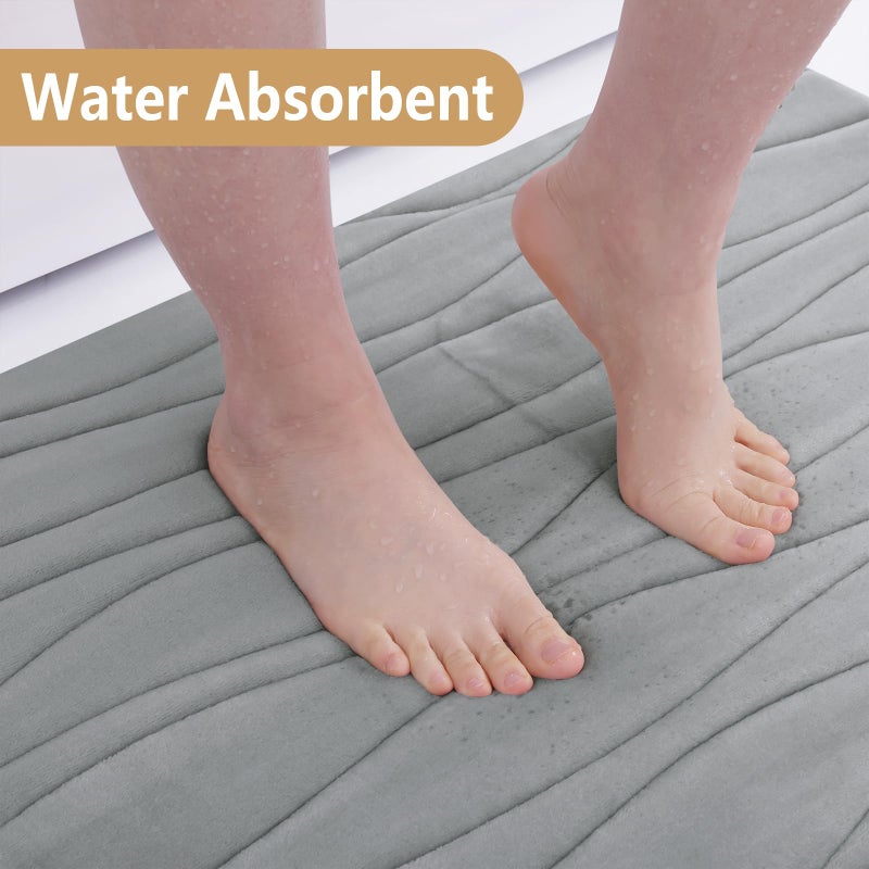 بجند بوجاندا Memory Foam Protch Prug Mat 44x24 Extra Soft and Extorbbent Bath Hats Non-Slip and Machine Respare Bath Srugs for Bathroom Floor Tub and Dower Gray - Image 3