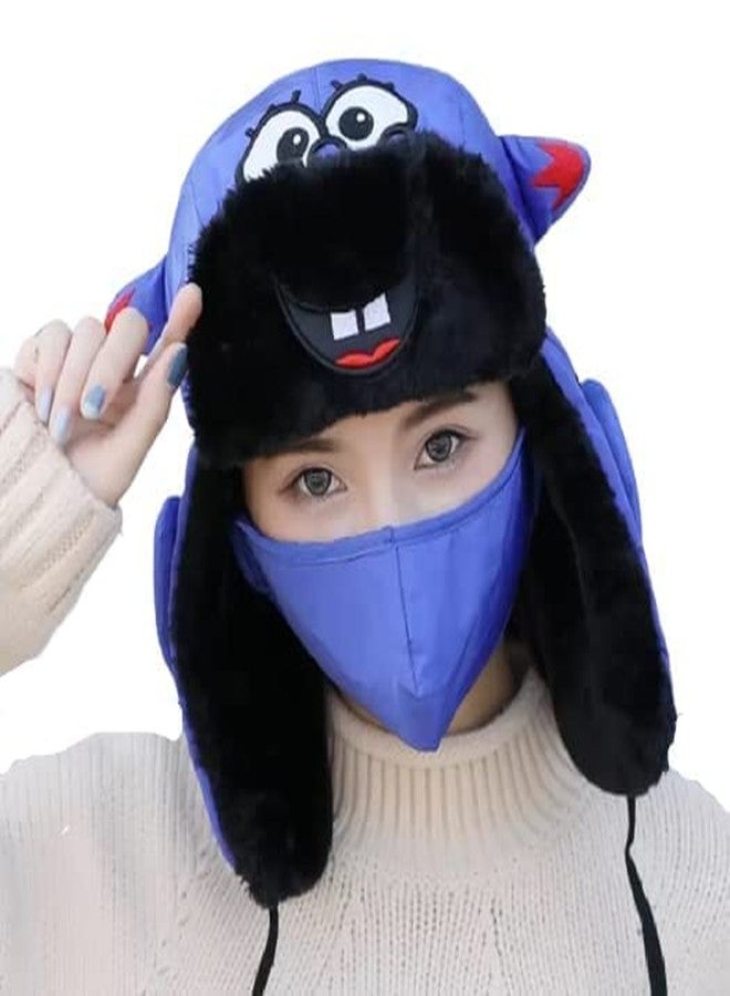 NIUE Kids Halmet Cap, Baby Girls Boys Winter Cap with mask, Thick Scarf Earflap Waterproof Cap Skull Caps I Balaclava Cap I Monkey Cap, 8-10 Years (Blue)(Multicolor) (Pack of 1) - Image 1