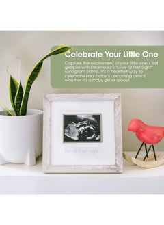 pearhead Pearhead Love at First Sight Rustic Sonogram Photo Frame, Baby Ultrasound Keepsake Picture Frame, Gender-Neutral Nursery Décor, 4" x 3" Photo Insert, Distressed Wood  - Image 3