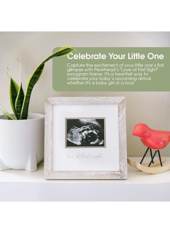 pearhead Pearhead Love at First Sight Rustic Sonogram Photo Frame, Baby Ultrasound Keepsake Picture Frame, Gender-Neutral Nursery Décor, 4" x 3" Photo Insert, Distressed Wood  - Image 3
