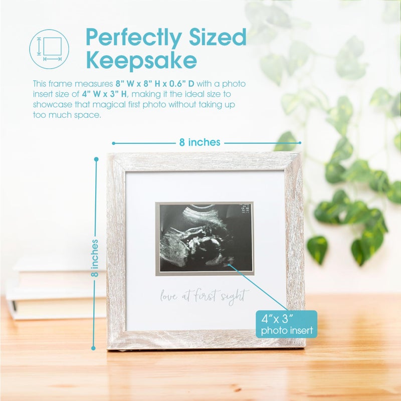 Pearhead Love at First Sight Sonogram Picture Frame, Gender Neutral Ultrasound Keepsake, Baby Gift for Expecting Parents, Ideal Pregnancy, Shower and Nursery Decor, 4” x 3” Photo Insert, Rustic - Image 2