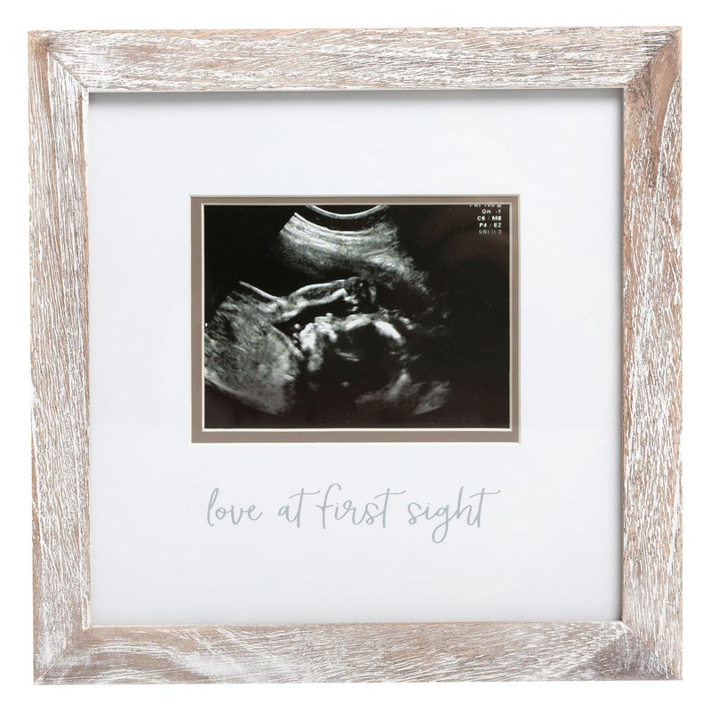 Pearhead Love at First Sight Sonogram Picture Frame, Gender Neutral Ultrasound Keepsake, Baby Gift for Expecting Parents, Ideal Pregnancy, Shower and Nursery Decor, 4” x 3” Photo Insert, Rustic - Image 1