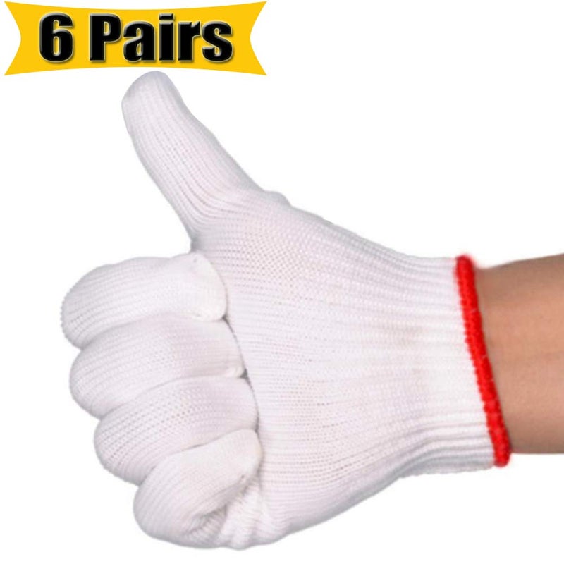 NRDBEEEC Hand Working Gloves Safety Grip Protection Work Gloves Men Women BBQ Thick Cotton (Pack of 6 Pairs) - Image 2