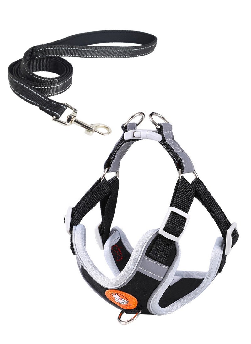 Generic - Pet harness and leash set for small and medium dog, 150cm padded handle dog lead, Reflective, Adjustable and no choke harness, Black - Image 1