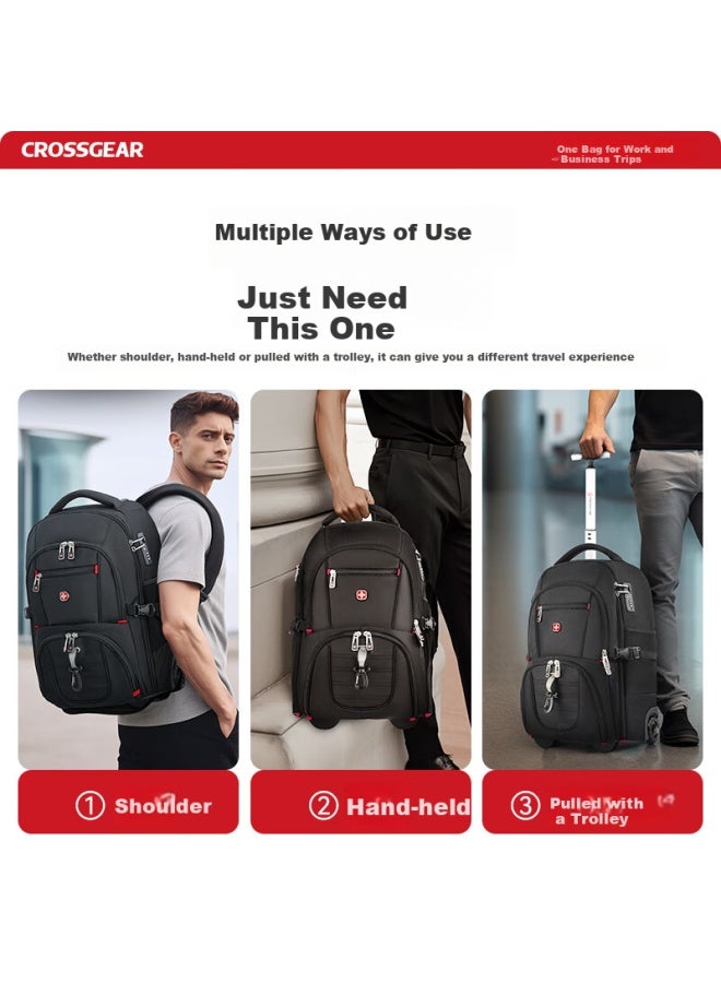 CROSS+GEAR Crossgear Backpack With Wheels, 17.3-inch Laptop Bag, Luggage Bag, Carry-on Bag, Student Backpack, Large Capacity Business Travel Bag - Image 2