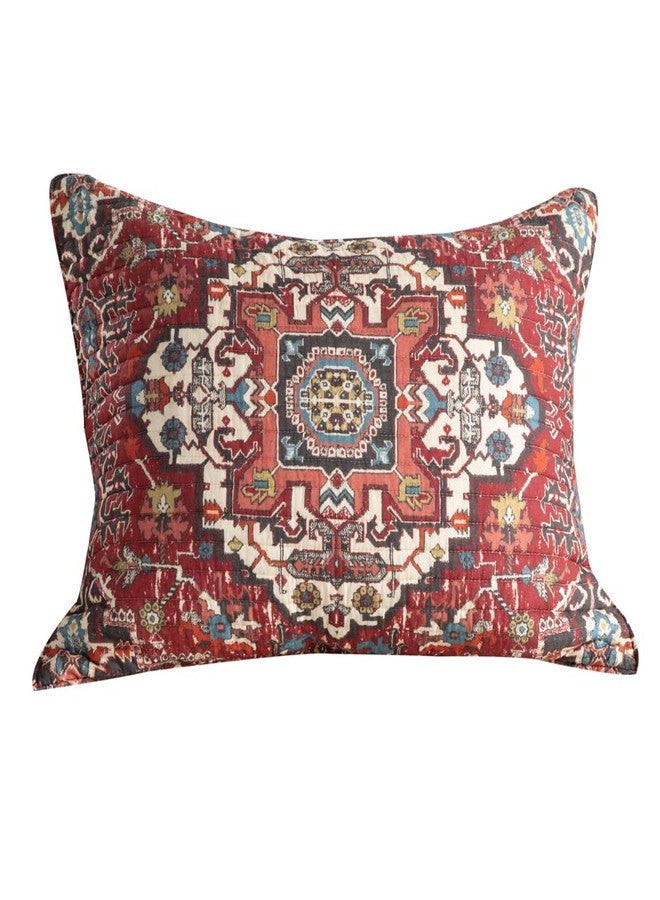 Rod's True Western Highland Ranch (Sham) - Red Blue Rust Gray Taupe - Southwest Medallion Kilim - Standard Sham - Sham Size (20x26in) - Cotton - Image 2