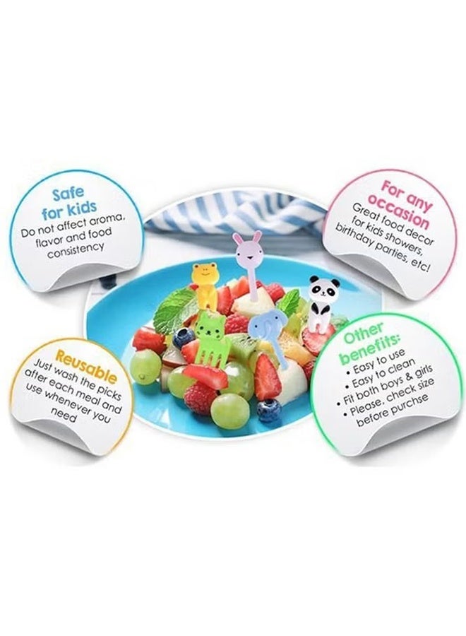 YJ 40pcs Kids Animal Food Fruit Fork Lunch Box Fruit Fork Mini Cute Cartoon Toothpick Plastic Stick Bento Box Decoration Kids Party Supplies - Image 5