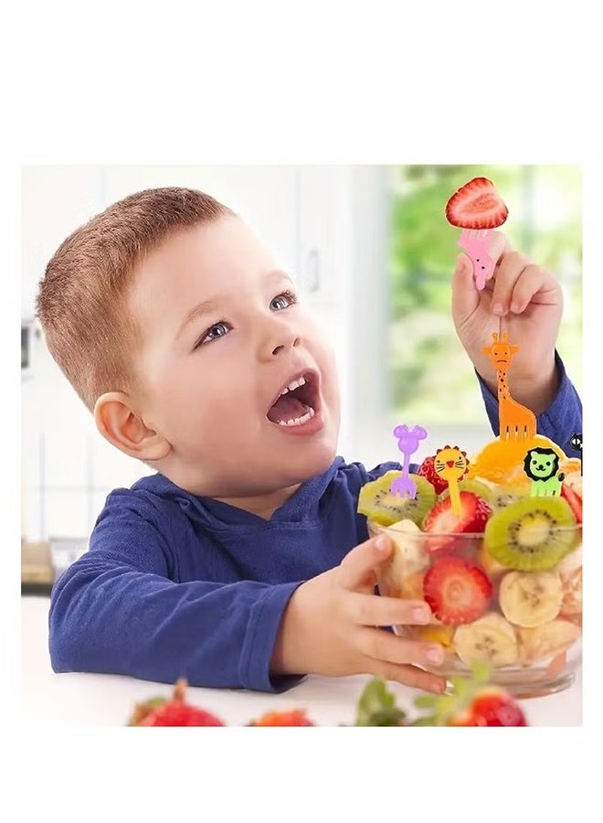 YJ 40pcs Kids Animal Food Fruit Fork Lunch Box Fruit Fork Mini Cute Cartoon Toothpick Plastic Stick Bento Box Decoration Kids Party Supplies - Image 4
