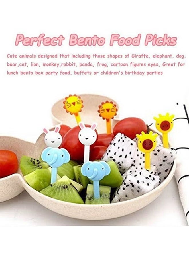 YJ 40pcs Kids Animal Food Fruit Fork Lunch Box Fruit Fork Mini Cute Cartoon Toothpick Plastic Stick Bento Box Decoration Kids Party Supplies - Image 3