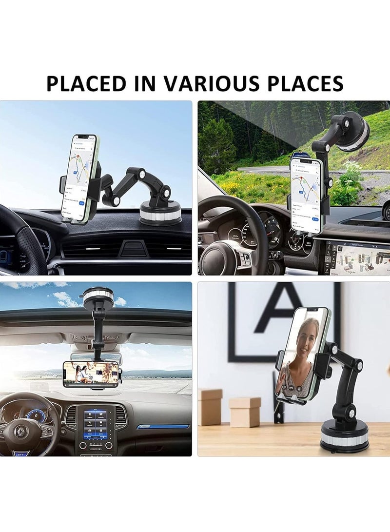 Black Universal Car Phone Mount Super Suction & Stable Holder for Dashboard & Windshield - Image 4