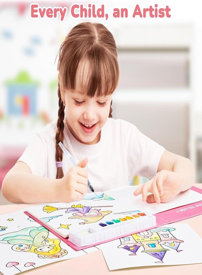 KLIFFOO Watercolor Painting Book for Kids, Coloring Notebook with Water Colorws and Brush, Creative Cartoon Coloring Books, Dip Water to Paint Painting Set for Kids, Boys, Girls, Childrens (Unicorn) - Image 2