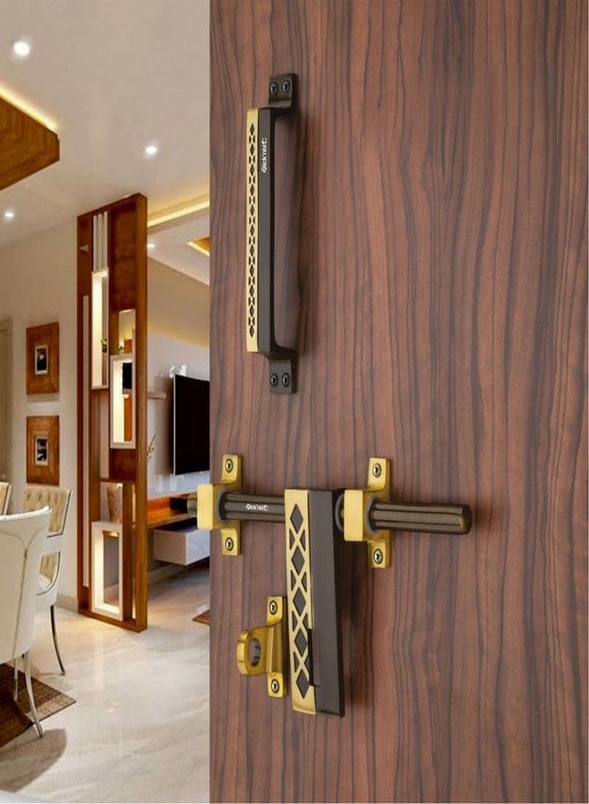 PIC’NTIQ PIC'NTIQ™ KK Aluminium Heavy Door Aldrop with 1 Handle Set (10" Aldrop & 1-6" Handles),Antique Glossy - Image 1