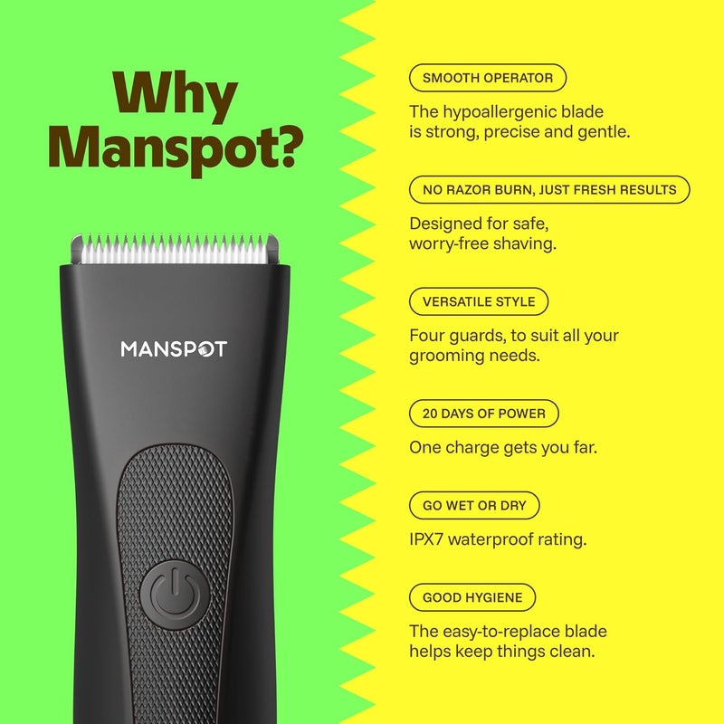 MANSPOT Electric Body Hair Trimmer Bikini Trimmer for Women, Pubic Hair Shaver for Women -Electric Hair Shaver Razors, Shaving Sets,with 3 Guards,Replaceable Hypoallergenic Ceramic Blade,Wet/Dry White - Image 2