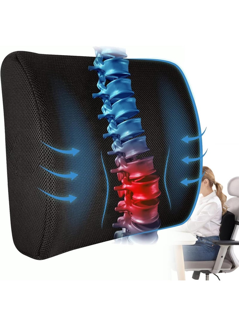 وسادة دعم قطني مريحة – ميموري فوم لتخفيف آلام الظهر للمكتب والسيارة وكرسي الألعاب – مسند ظهر عملي للاستخدام اليومي - Image 2