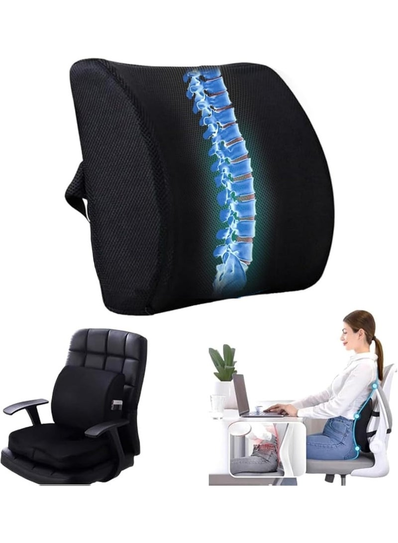 وسادة دعم قطني مريحة – ميموري فوم لتخفيف آلام الظهر للمكتب والسيارة وكرسي الألعاب – مسند ظهر عملي للاستخدام اليومي - Image 1