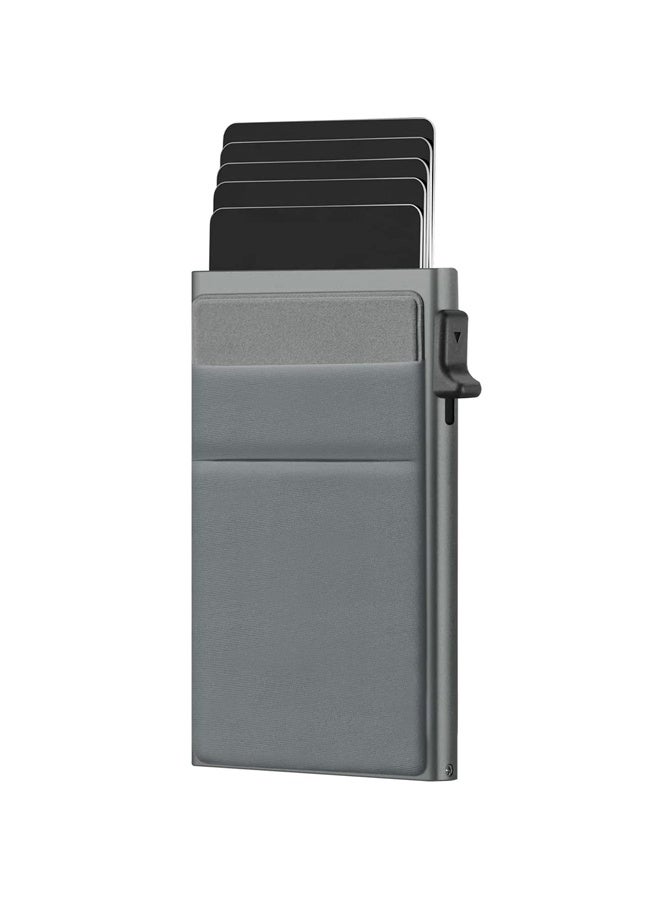 Slim Aluminum Card Holder Wallet for Men [2025 Upgrade] RFID Blocking Money Pocket Pop Up Wallet, Holds 5+ Cards Plus Cash (grey)  - Image 1