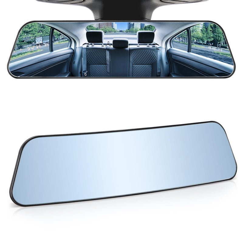 JOYTUTUS Rearview Mirror 12 Inch Panoramic AntiGlare Clipon Wide Angle Convex Rear View Mirror Effectively to Reduce Blind Spot Universal for More Car SUV Trucks Blue