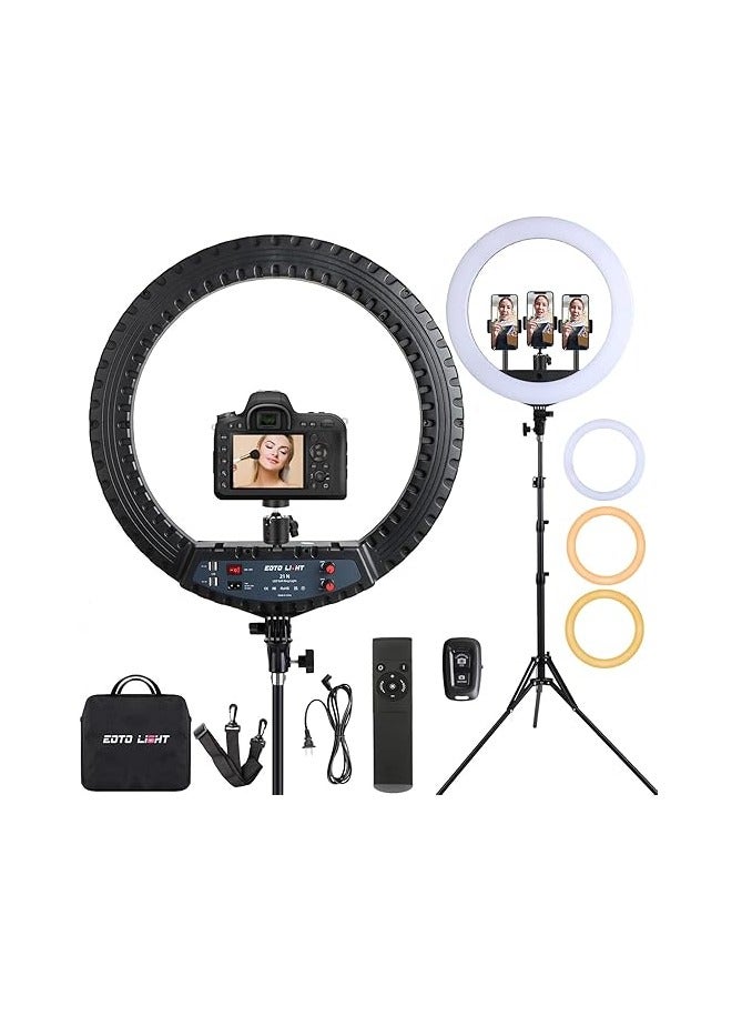 21 inch LED Ring with Tripod Stand, Video Ring for Selfie Photography Vlog Recording Conference Meeting Studio Portrait YouTube TikTok Makeup with Carrying Bag and Remote Control, CRI>97  - Image 1