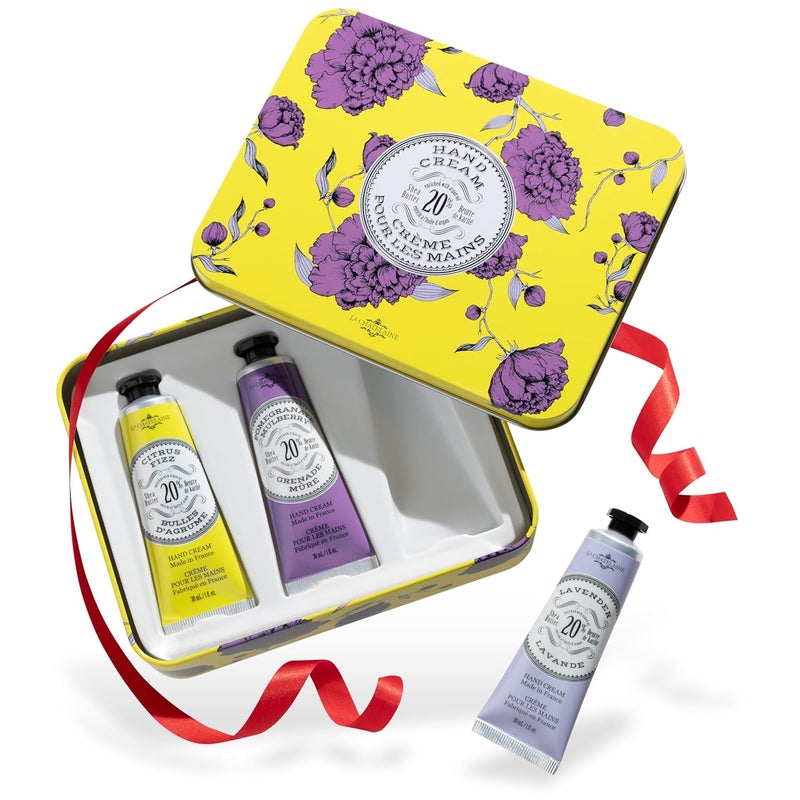 La Chatelaine Hand Cream Gift Set for Women Mom Sister Travel Size Natural Hand Cream Made in France with 20 Organic Shea Butter Citrus Fizz White Grapefruit  Lavender 3 x 1 fl oz
