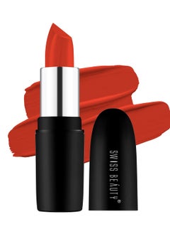 Swiss Beauty Swiss Beauty Pure Matte Lipstick Orange Red 3.8gm  - Image 1