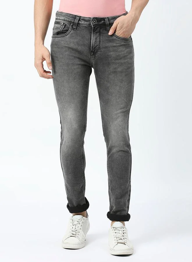 LAWMAN Pg3 Mid Rise Faded Jeans with Pocket Detail by Styli